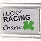 Lucky Racing 9mm Italian Charm Green Clover Good Luck Laser Etched Modular Link