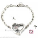 10pc Lot Plain Silver Tone Heart Floating Charm Custom Memory Locket Bracelet