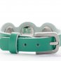 Leatherette Interchangeable Snap Bracelet With Buckle Clasp In Seafoam 18mm