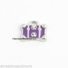 10pc Lot Purple Luggage Purse Silver Tone Floating Charm For Glass Memory Locket