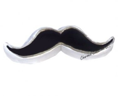 Floating Charm For Glass Memory Locket Necklace Black Hipster Mustache
