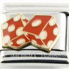 9mm Italian Charm Stainless Modular Link Red Dice Craps Games Gambling Casino