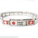 Allergic To Bees Superlink 9mm Italian Charm Medical Alert Starter Bracelet