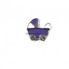 Purple Baby Girl Stroller Carriage With Crystals Floating Charm For Lockets
