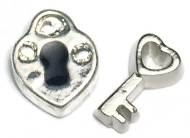 Padlock Lock And Heart Skeleton Key Floating Charms For Memory Charm Locket