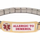 Allergic To Demerol 9mm Italian Charm Medical Alert Starter Bracelet S Steel