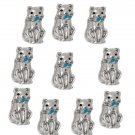 10pc Kitty Cat Pet Blue Collar Floating Charm For Glass Custom Memory Locket