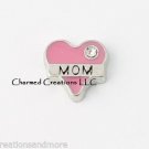 10pc Lot Pink Mom Heart CZ Floating Charm For Glass Memory Locket Necklace