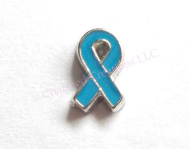 10pc Blue Awareness Ribbon For Floating Charm Locket