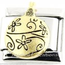 Christmas Tree Ornament Golden Bulb 9mm Italian Charm Stainless Modular Link