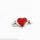 10pc Lot Red Heart With Wings Floating Charm For Glass Memory Locket Necklace