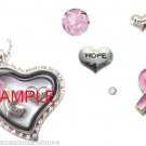 Daughter Pink Ribbon Breast Cancer Awareness Floating Charms & Glass Locket