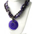 a.n.a AMY Purple Iridescent Beaded Shell Multi Strand Necklace NWT 18-21" N42086