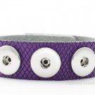 Purple Faux Snake Skin Interchangeable Snap Bracelet Holds 3 18mm Snaps