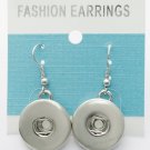 Interchangeable Snap Dangle Charm Button Snap Earrings Silver Tone 18mm 3372