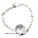 10pc Lot 25mm Mini Plain Round Floating Charm Locket Chain Link Bracelet
