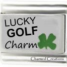 Lucky Golf Charm With Green Clover Good Luck 9mm Italian Charm Modular Link