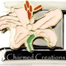 Pink Easter Lily Plant Flower 9mm Italian Charm Stainless Steel Modular Link