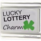 Lucky Lottery Charm With Green Clover Good Luck 9mm Italian Charm Modular Link