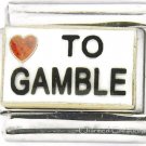 9mm Italian Charm I Love To Gamble Red Glitter Heart Casino Poker Slots Link