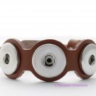 Interchangeable Snap Bracelet With Buckle Clasp In Cognac Brown 18mm