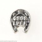 Silver Tone Good Luck Horseshoe Cowgirl Cowboy Floating Charm F/ Memory Locket