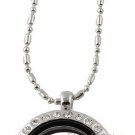 5pc Lot Mini 25mm Round CZ Silver Tone Floating Charm Memory Locket Necklaces