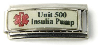 Unit 500 Insulin Pump U500 Diabetic Medical Alert 9mm Italian Charm Super Link