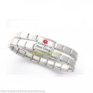 Allergic To Bee Sting Mega Link 9mm Italian Charm Shiny Medical Alert Bracelet