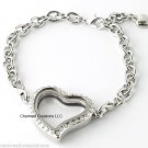 SECURITY CLASP 5pc Lot Crystal Heart Floating Charm Memory Locket Bracelet