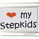 I Love My Stepkids 9mm Italian Charm Red Heart Laser Modular Link Family Kids