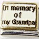 In Memory Of My Grandpa Gold And White 9mm Italian Charm Stainless Link