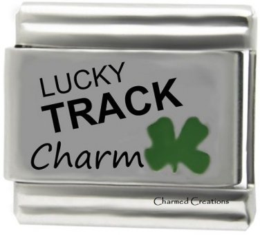 Lucky Track Charm With Green Clover Good Luck 9mm Italian Charm Modular Link