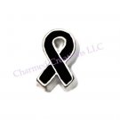 Black Awareness Ribbon POW MIA Military For Floating Charm Locket Necklace