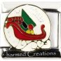 Santas Sleigh Snow Globe Christmas 9mm Italian Charm Stainless Modular Link