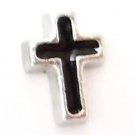 10pc Lot Silver Tone Black Cross Floating Charm For Custom Memory Glass Lockets