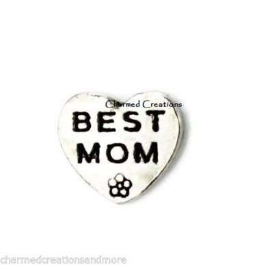 10pc Lot Best Mom Heart Flower Floating Charm For Memory Glass Locket Necklace