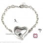 5pc Wholesale Lot Plain Silver Tone Heart Floating Charm Memory Locket Bracelet