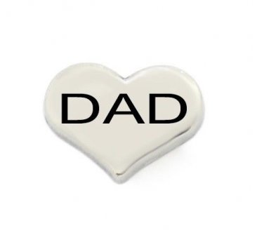 Silver Tone Love Heart Dad Floating Charm For Our Glass Memory Locket Necklaces