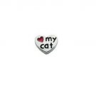 10pc Lot Silver Heart I Love My Cat Floating Charm For Glass Memory Locket