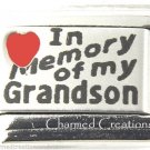 In Memory Of My Grandson Red Heart Matte Laser 9mm Italian Charm Stainless Link