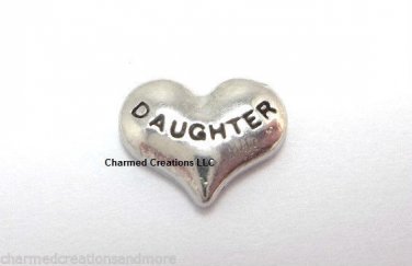 10pc Daughter Silver Tone Heart Love Floating Charm For Glass Memory Lockets