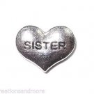 10pc Silver Tone Heart Sister Floating Charm For Glass Memory Locket Necklace