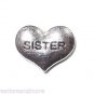 10pc Silver Tone Heart Sister Floating Charm For Glass Memory Locket Necklace