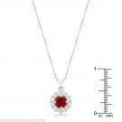 Bella Bridal Halo Necklace Pendant July Red Birthstone 3.28ct Cubic Zirconia