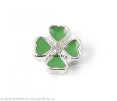 10pc Lot Green 4 Leaf Clover Shamrock Floating Charm F/ Glass Memory Lockets