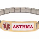 Asthma 9mm Italian Charm Medical Alert Starter Bracelet Stainless Steel Links