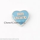 10pc Lot Big Sister Blue Glitter Heart Floating Charm F/ Memory Glass Locket