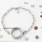 10pc Lot 25mm Mini Round Floating Charm Locket Bracelet With Crystals Reversible