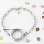 10pc Lot 25mm Mini Round Floating Charm Locket Bracelet With Crystals Reversible